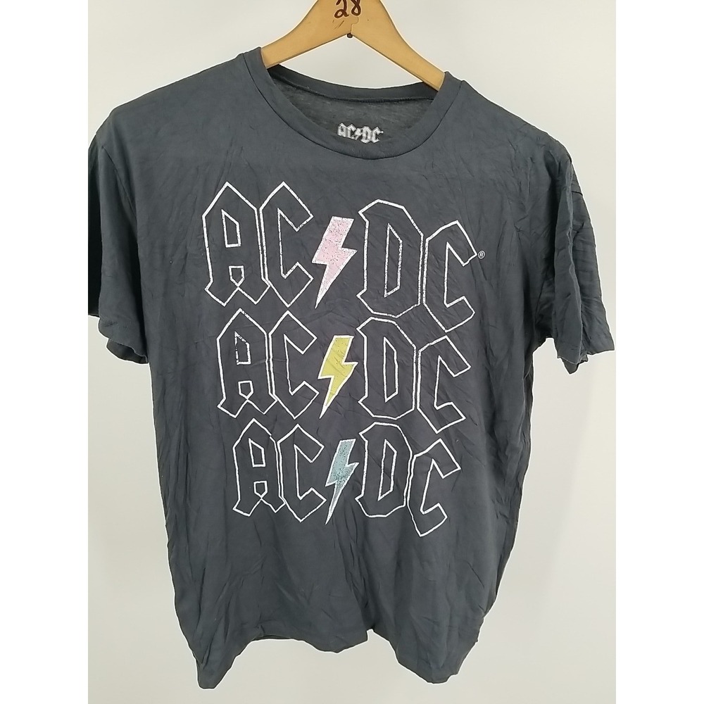ACDC Short Sleeve Crew Neck Graphic Print Shirt Gray Adult Large - Picture 2 of 6